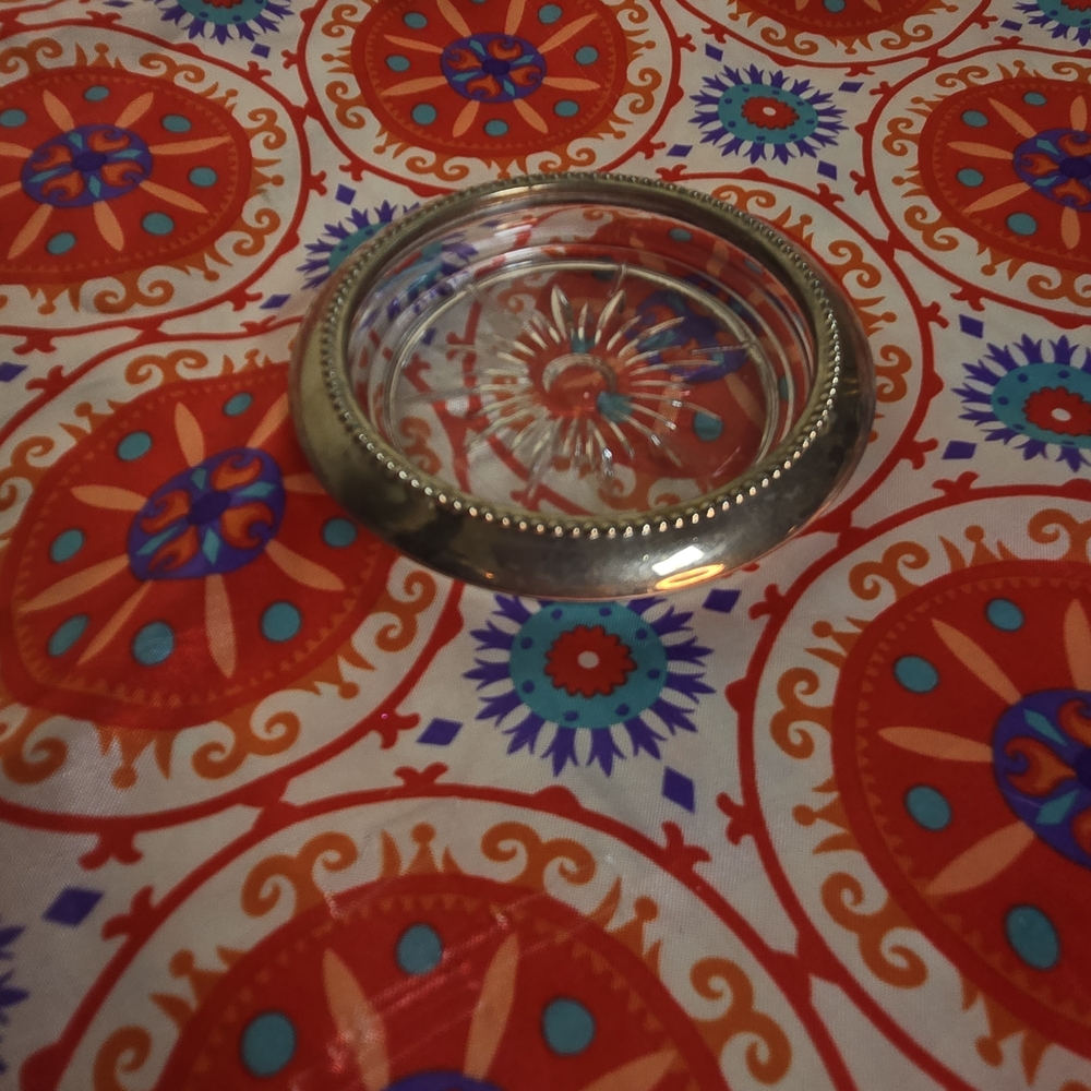 Silver Rimmed Glass Dish